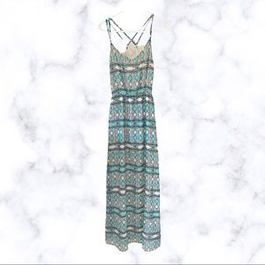 Forever 21 Teal Aztec Print Maxi Dress